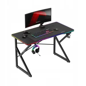 Młodzieżowe Biurko Gamingowe Black LED 120 cm + pilot